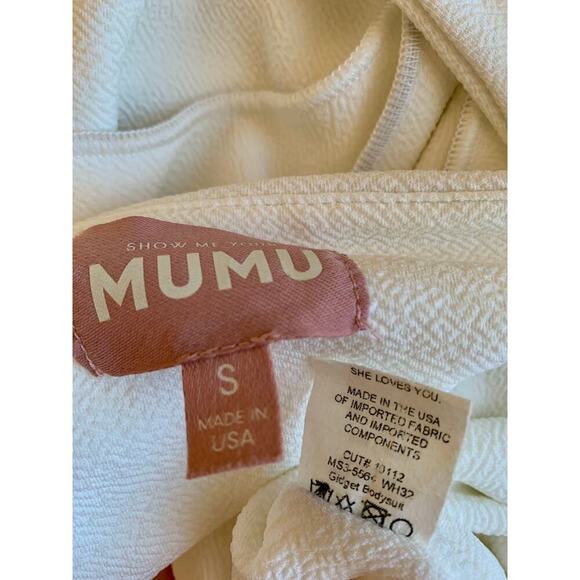 Show Me Your Mumu Gidget Bodysuit in White Small Stretch Textured Lined Party - Picture 3 of 3